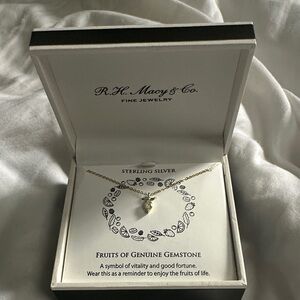 Macy's Sterling Silver Necklace with Green Gemstone